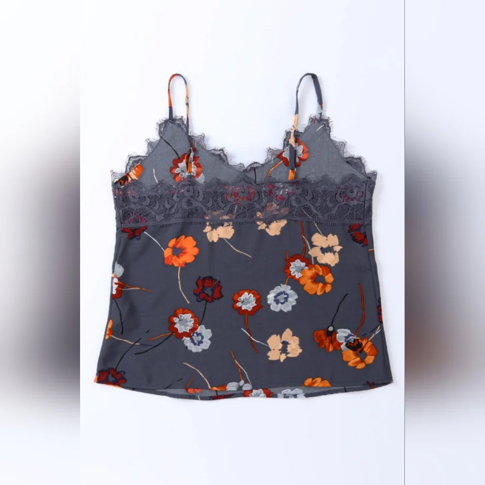Floral Print Lace Tank Top - Picture 5 of 10